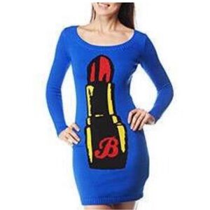 Betsey Johnson vintage Lipstick Intarsia Sweater Dress **Rare**